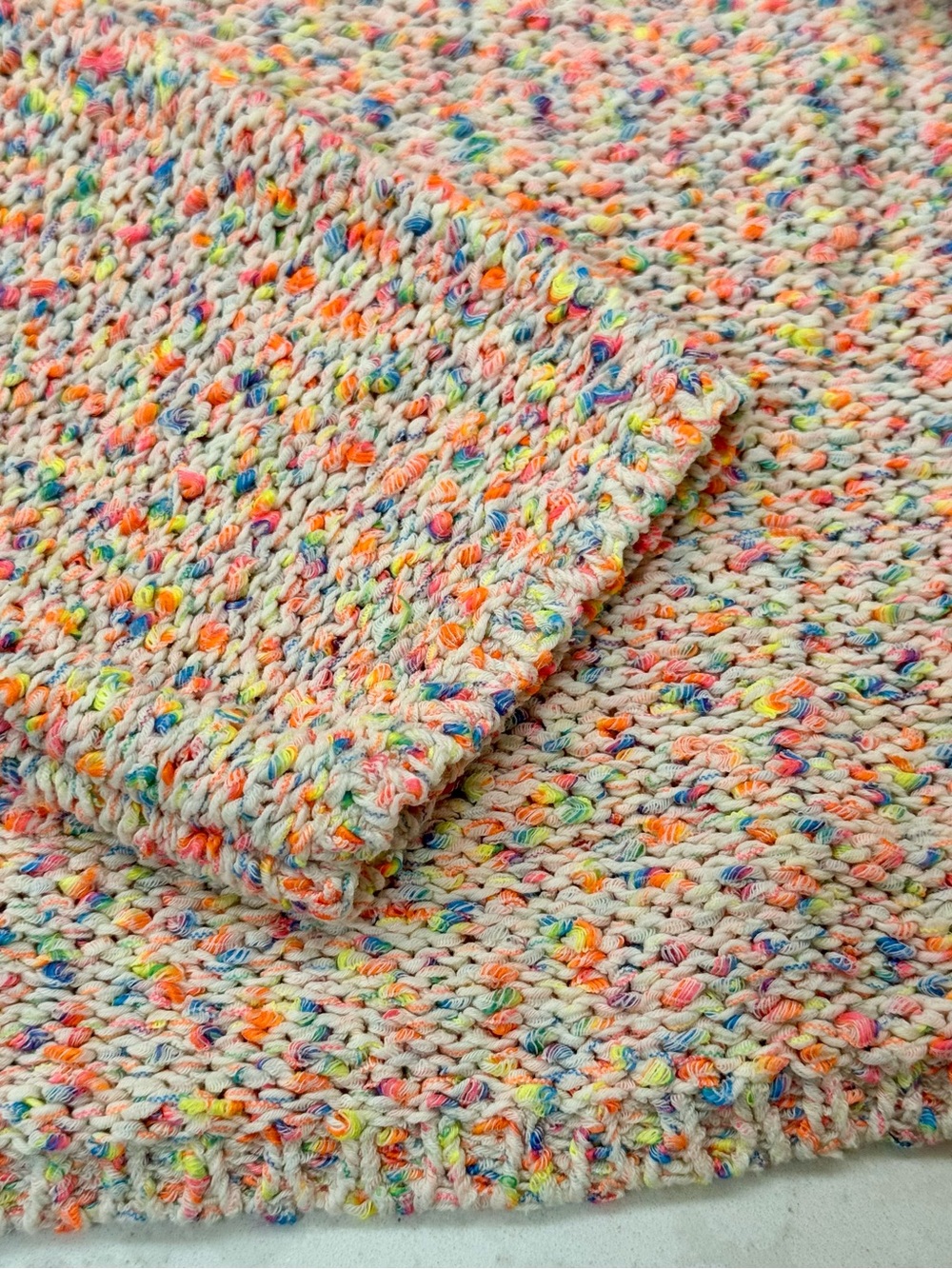 🍨🩷🧡 Lou & Grey Neon Confetti Knit Sweater Rainbow 🌈 Speckled Cotton Blend - Sz S - Picture 7 of 7